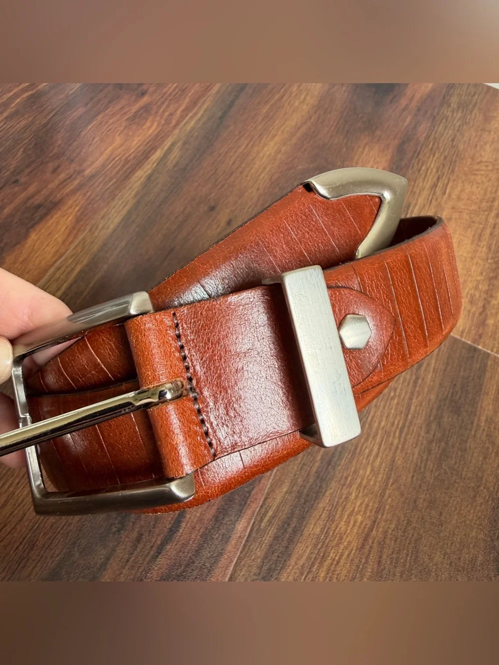 Bench Craft Leather Belt Chrome Western Size 34 Made in Canada